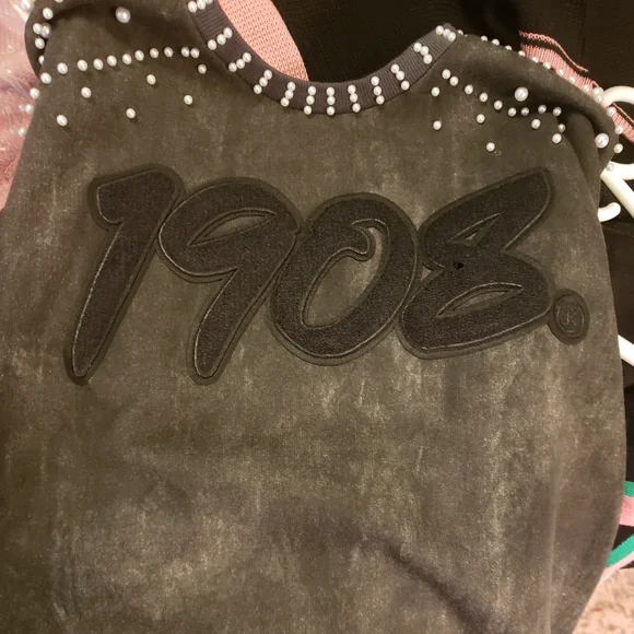 AKA Pearl Embellished Black Sweatshirt 1908 - Picture 2 of 4